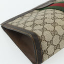 GUCCI GG Supreme Web Sherry Line Clutch Bag PVC Beige 37 014 2125 Auth fm5326-9