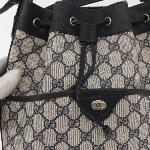 GUCCI GG Supreme Web Sherry Line Purse Bag PVC Navy Gold 41 02 033 Auth fm5327
