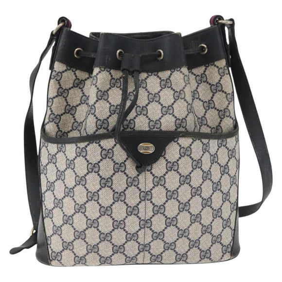 GUCCI GG Supreme Web Sherry Line Purse Bag PVC Navy Gold 41 02 033 Auth fm5327