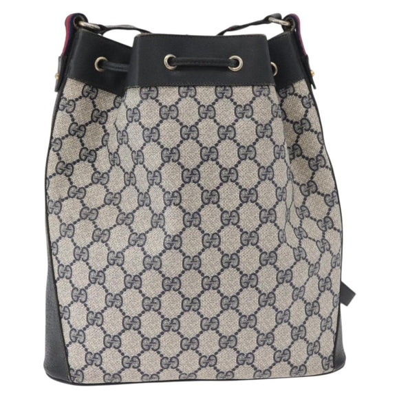GUCCI GG Supreme Web Sherry Line Purse Bag PVC Navy Gold 41 02 033 Auth fm5327