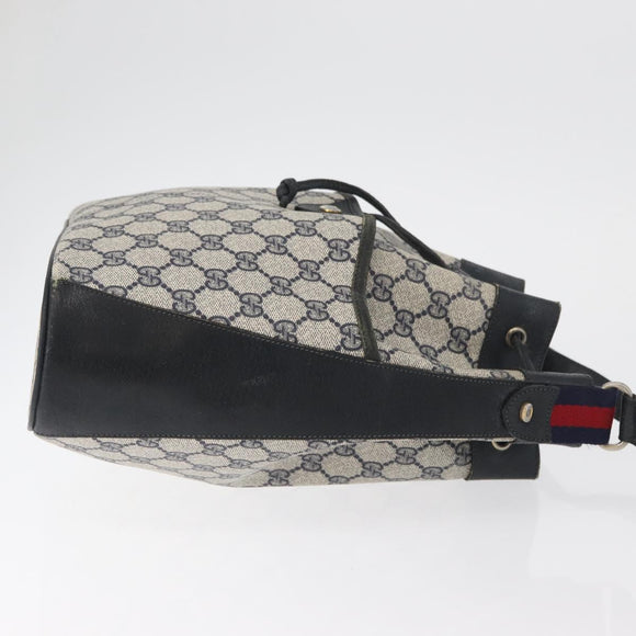 GUCCI GG Supreme Web Sherry Line Purse Bag PVC Navy Gold 41 02 033 Auth fm5327