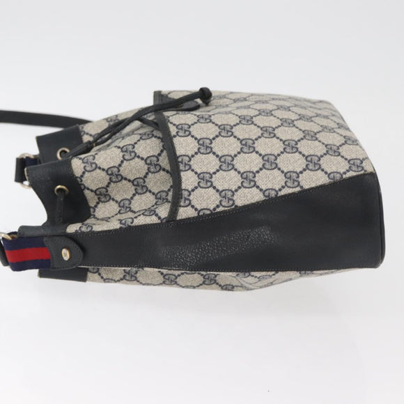 GUCCI GG Supreme Web Sherry Line Purse Bag PVC Navy Gold 41 02 033 Auth fm5327