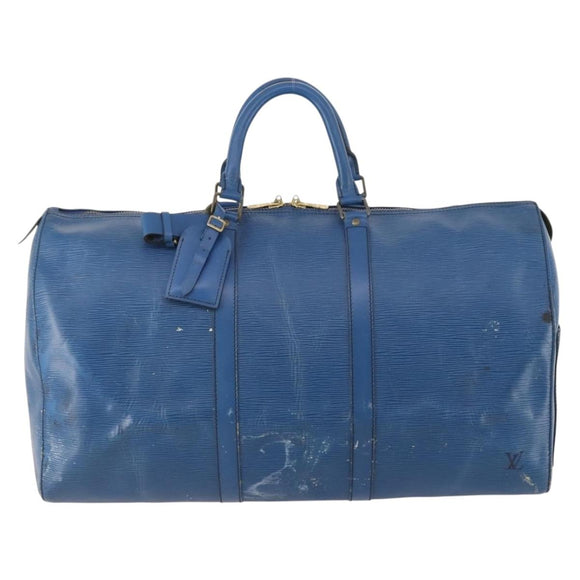LOUIS VUITTON Epi Keepall 50 Boston Bag Blue M42965 LV Auth fm5329