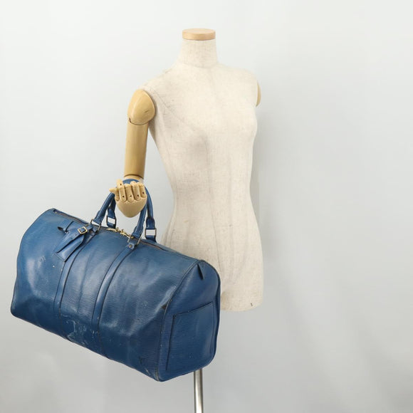 LOUIS VUITTON Epi Keepall 50 Boston Bag Blue M42965 LV Auth fm5329