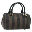 FENDI Pecan Canvas Hand Bag PVC 2way Black Brown Auth fm5333-1
