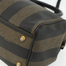 FENDI Pecan Canvas Hand Bag PVC 2way Black Brown Auth fm5333-15