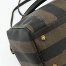 FENDI Pecan Canvas Hand Bag PVC 2way Black Brown Auth fm5333-10