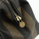 FENDI Pecan Canvas Hand Bag PVC 2way Black Brown Auth fm5333-18