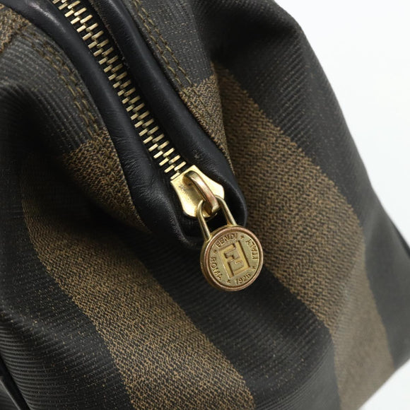 FENDI Pecan Canvas Hand Bag PVC 2way Black Brown Auth fm5333