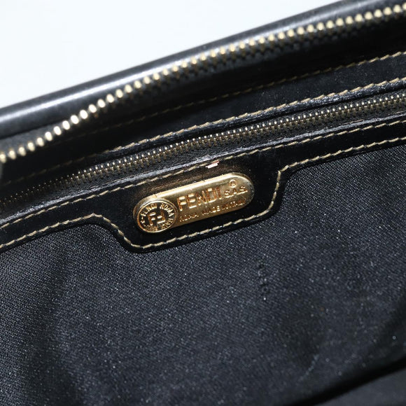 FENDI Pecan Canvas Hand Bag PVC 2way Black Brown Auth fm5333