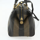 FENDI Pecan Canvas Hand Bag PVC 2way Black Brown Auth fm5333-3
