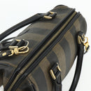 FENDI Pecan Canvas Hand Bag PVC 2way Black Brown Auth fm5333-6