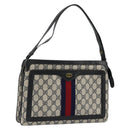 GUCCI GG Supreme Sherry Line Shoulder Bag PVC Navy Gold 41 02 013 Auth fm5338-1