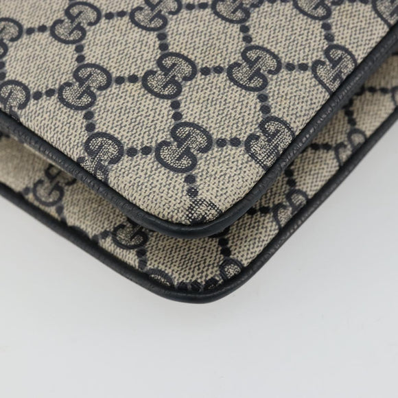 GUCCI GG Supreme Sherry Line Shoulder Bag PVC Navy Gold 41 02 013 Auth fm5338