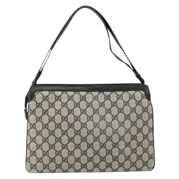 GUCCI GG Supreme Sherry Line Shoulder Bag PVC Navy Gold 41 02 013 Auth fm5338