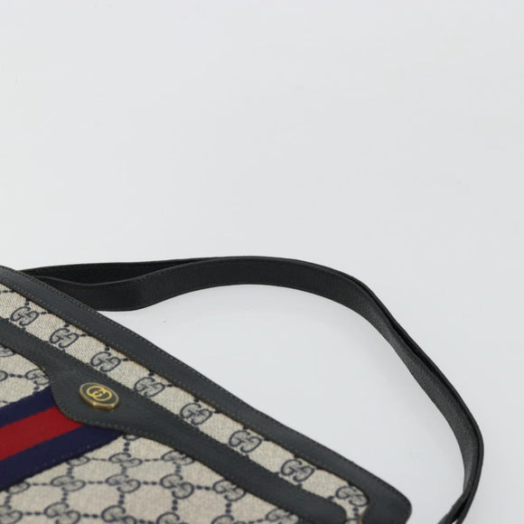 GUCCI GG Supreme Sherry Line Shoulder Bag PVC Navy Gold 41 02 013 Auth fm5338