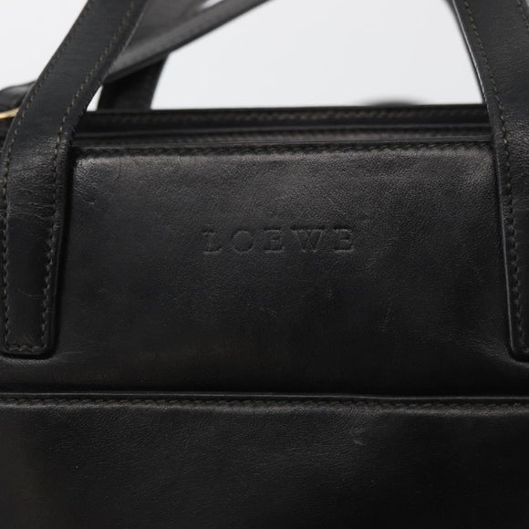 LOEWE Hand Bag Leather 2way Black Gold Auth fm5339