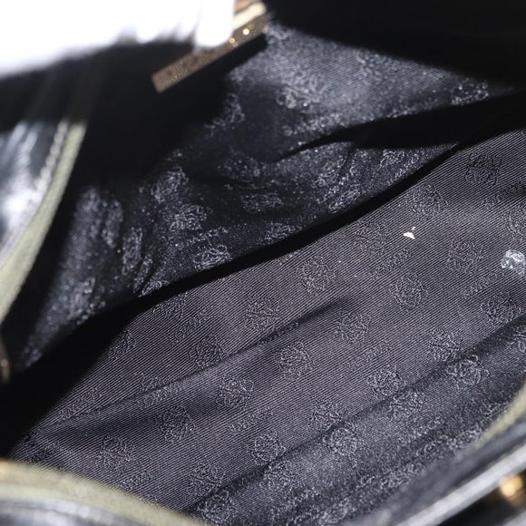 LOEWE Hand Bag Leather 2way Black Gold Auth fm5339