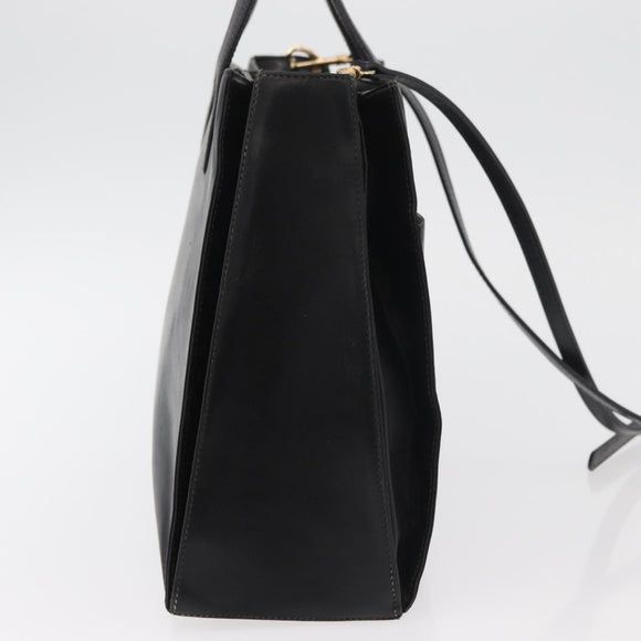 LOEWE Hand Bag Leather 2way Black Gold Auth fm5339