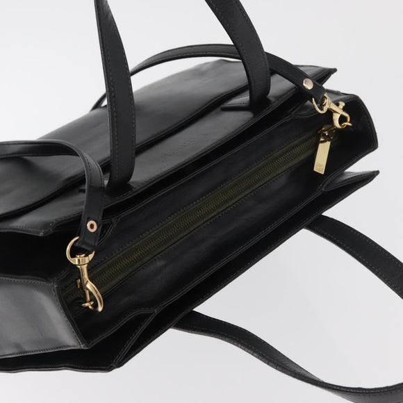 LOEWE Hand Bag Leather 2way Black Gold Auth fm5339