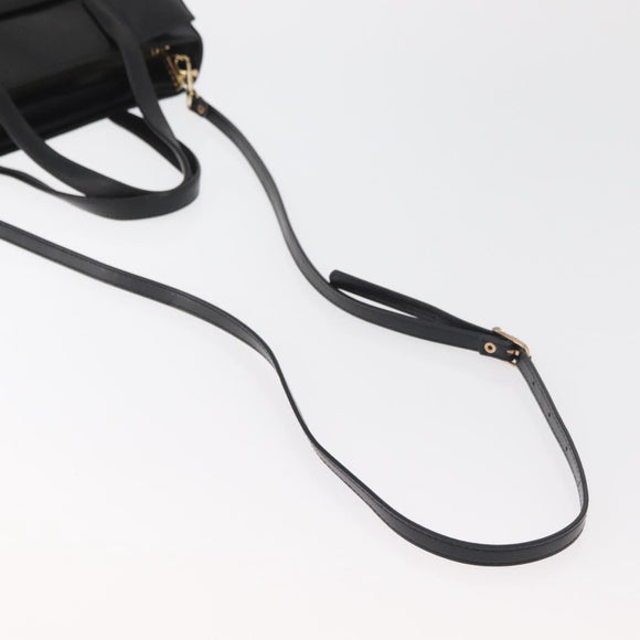 LOEWE Hand Bag Leather 2way Black Gold Auth fm5339