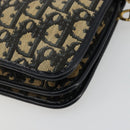 Christian Dior Trotter Canvas Chain Shoulder Bag Navy Gold Auth fm5340-12