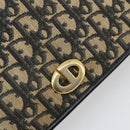 Christian Dior Trotter Canvas Chain Shoulder Bag Navy Gold Auth fm5340-14