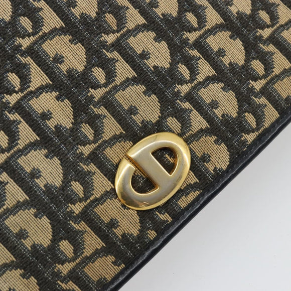 Christian Dior Trotter Canvas Chain Shoulder Bag Navy Gold Auth fm5340