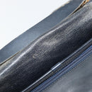 Christian Dior Trotter Canvas Chain Shoulder Bag Navy Gold Auth fm5340-16