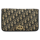 Christian Dior Trotter Canvas Chain Shoulder Bag Navy Gold Auth fm5340-2