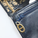 Christian Dior Trotter Canvas Chain Shoulder Bag Navy Gold Auth fm5340-20
