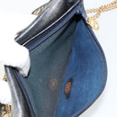 Christian Dior Trotter Canvas Chain Shoulder Bag Navy Gold Auth fm5340-21
