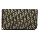 Christian Dior Trotter Canvas Chain Shoulder Bag Navy Gold Auth fm5340-3
