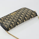 Christian Dior Trotter Canvas Chain Shoulder Bag Navy Gold Auth fm5340-6