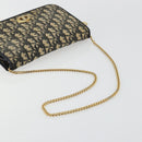 Christian Dior Trotter Canvas Chain Shoulder Bag Navy Gold Auth fm5340-7