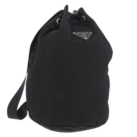 PRADA Purse Shoulder Bag Nylon Black Silver Auth fm5344