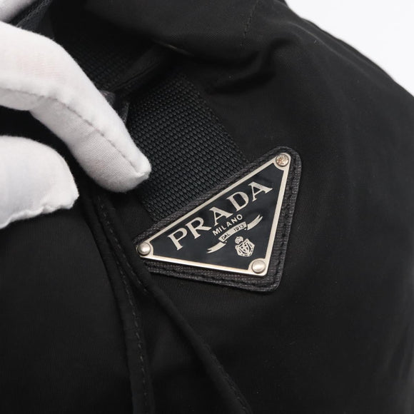 PRADA Purse Shoulder Bag Nylon Black Silver Auth fm5344