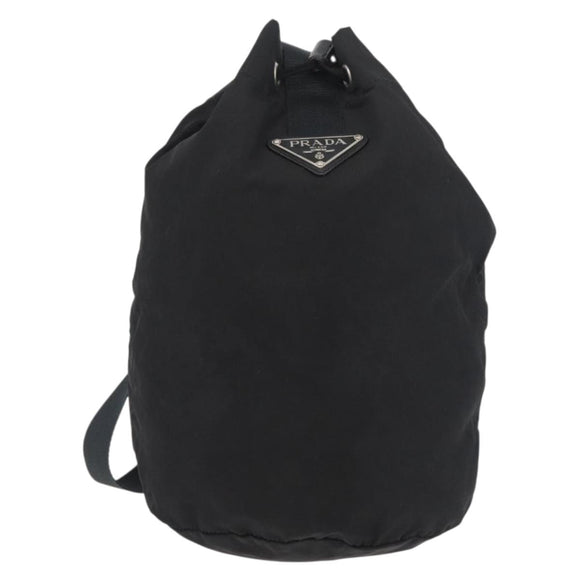 PRADA Purse Shoulder Bag Nylon Black Silver Auth fm5344