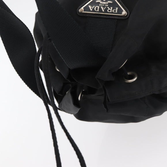 PRADA Purse Shoulder Bag Nylon Black Silver Auth fm5344
