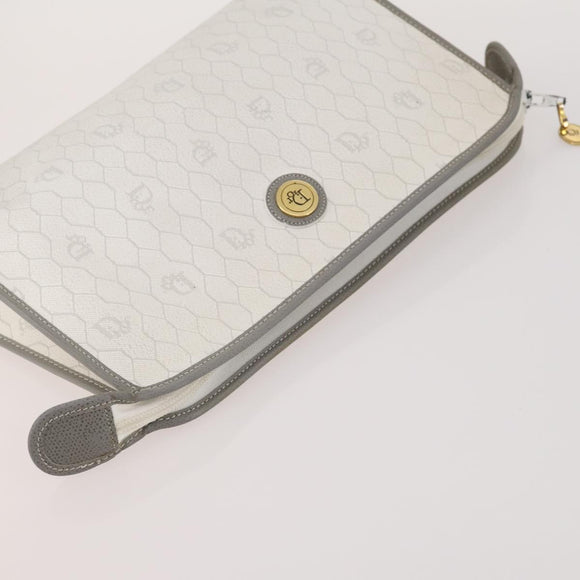 Christian Dior Honeycomb Canvas Clutch Bag PVC 3 Set White Black Auth fm5350