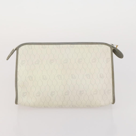 Christian Dior Honeycomb Canvas Clutch Bag PVC 3 Set White Black Auth fm5350