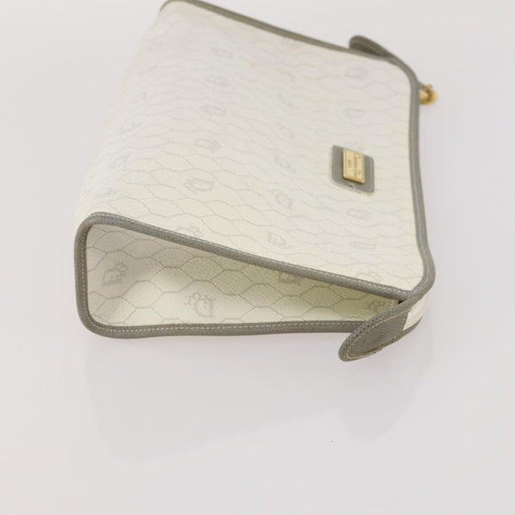 Christian Dior Honeycomb Canvas Clutch Bag PVC 3 Set White Black Auth fm5350