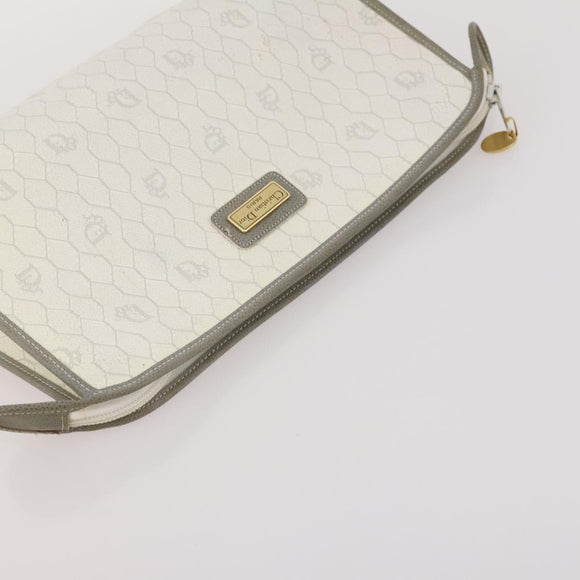 Christian Dior Honeycomb Canvas Clutch Bag PVC 3 Set White Black Auth fm5350