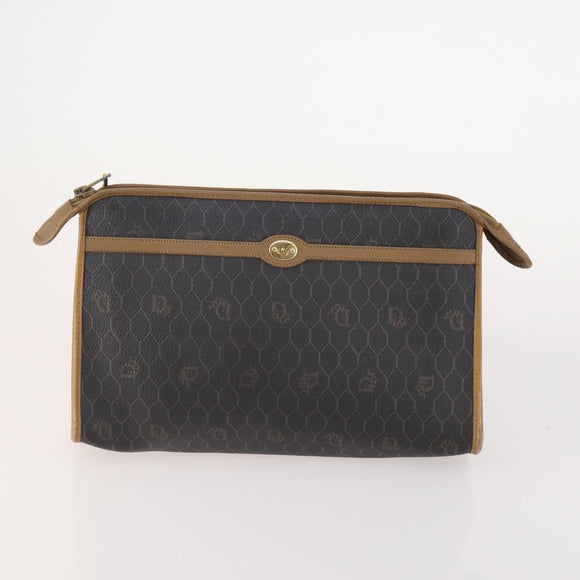 Christian Dior Honeycomb Canvas Clutch Bag PVC 3 Set White Black Auth fm5350