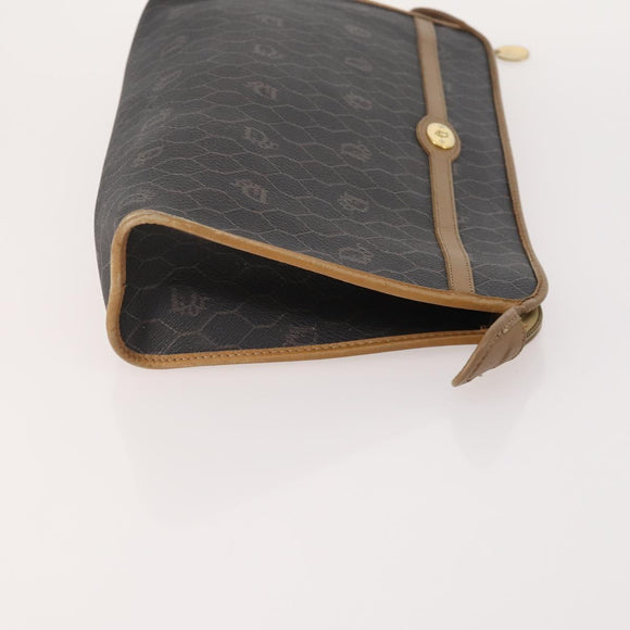Christian Dior Honeycomb Canvas Clutch Bag PVC 3 Set White Black Auth fm5350