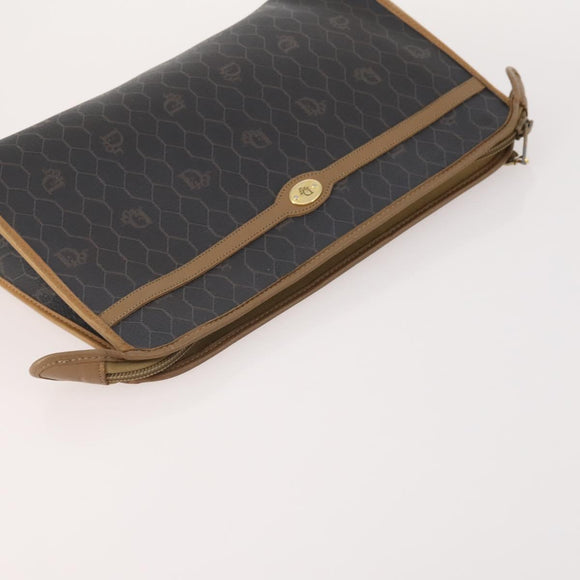 Christian Dior Honeycomb Canvas Clutch Bag PVC 3 Set White Black Auth fm5350