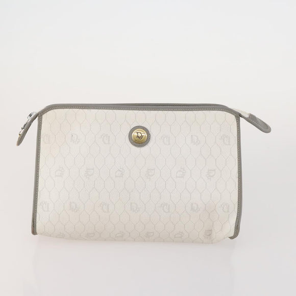 Christian Dior Honeycomb Canvas Clutch Bag PVC 3 Set White Black Auth fm5350