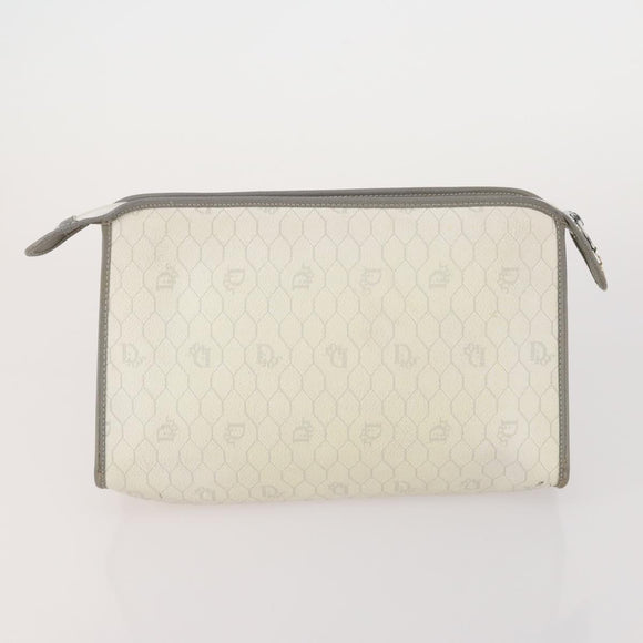 Christian Dior Honeycomb Canvas Clutch Bag PVC 3 Set White Black Auth fm5350