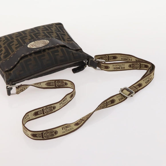 FENDI Zucca Canvas Umhängetasche Wildleder PVC 4er Set Schwarz Braun Pink Auth fm5351