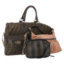 FENDI Zucca Canvas Umhängetasche Wildleder PVC 4er Set Schwarz Braun Pink Auth fm5351-1